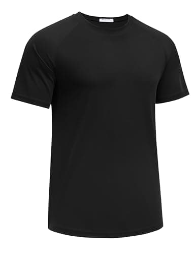 PINSPARK Moisture Wicking T Shirts for Men Plain Polyester T-Shirts Short Sleeve Workout Shirts Casual Tees Black Tshirt Men - Image 1