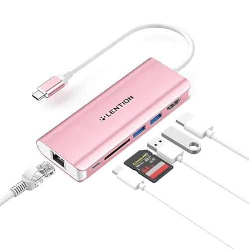 LENTION USB C Hub with 4K HDMI, SD Card Reader, 2 USB 3.0, Type C Charging, 6-in-1 Ethernet Adapter Compatible with 2025-2018 MacBook Pro/Air, 2026 MacBook Neo, Surface/Steam Deck, More(Rose Gold) - Image 1