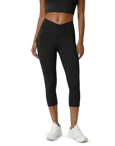 SEAJOJO Yoga Capri Pants for Women Activewear Crossover High Waisted Athletic Leggings Workout Running - Image 1
