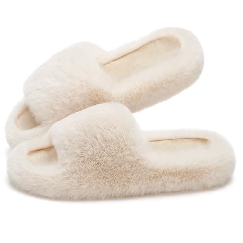 ATHMILE Womens Slippers with Arch Support Memory Foam Fuzzy House Slippers for Women Lightweight Cozy Indoor Open-toe Comfy Birthday Valentine's Day Gifts - Image 1