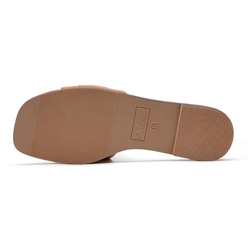 Athlefit Women's Slides Summer Fashion Slip On Flat Sandals Dressy Brown Size 9.5 - Thumbnail 3