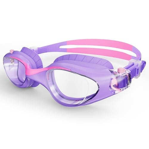 HIGAHY Swim Goggles for Kids 6-14, Anti-Fog UV Protection Clear Swimming Goggles, Leakproof Pool Swim Goggles for Boys Girls (Lilac - Clear Lens) - Image 1