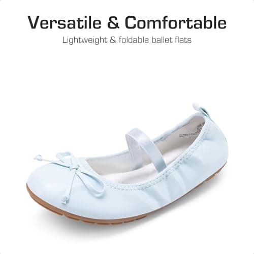 DREAM PAIRS Toddler Little Girls Ballet Flats Dress Shoes Mary Janes Ballerina Shoes,Size 7 Toddler,Light Blue,SKFA26003K - Thumbnail 4