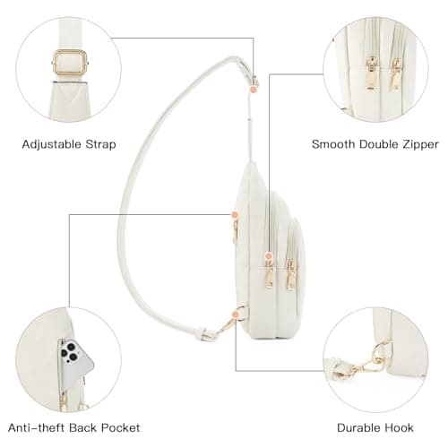 Telena Sling Bag for Women Leather Fanny Pack Crossboday Bags Sling Backpack for Women Beige - Thumbnail 5