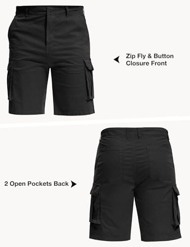 AOHIKE Men's Cargo Shorts Lightweight - 9" Inseam Hiking Shorts with 7 Pocket for Outdoor Casual Golf Travel, Black XL - Thumbnail 4