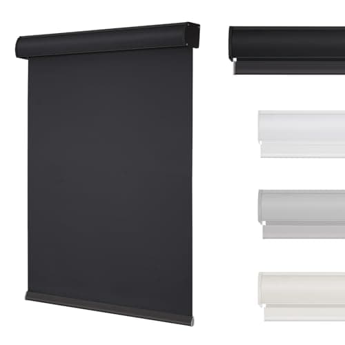 Changshade Cordless Roller Shades Blackout Blinds for Windows Room Darkening Rolled Up Shades with Spring System, UV Protection Window Shades Door Blinds for Home and Office（31.5" W x 72" H,Black） - Image 1