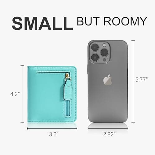 Gostwo Wallet Women, Mini Slim Wallet for Women, Compact Bifold Small Wallets Woman Rfid Blocking Card Holder, Billfolds Thin Leather Zipper, Gift for Ladies Teen Girls with ID Window, Light Blue - Thumbnail 5