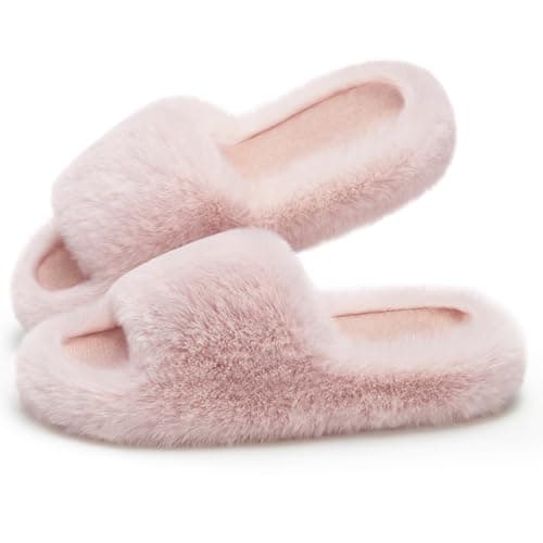 ATHMILE Womens Slippers with Arch Support Memory Foam Fuzzy House Slippers for Women Lightweight Cozy Indoor Open-toe Comfy Birthday Valentine's Day Gifts - Image 1