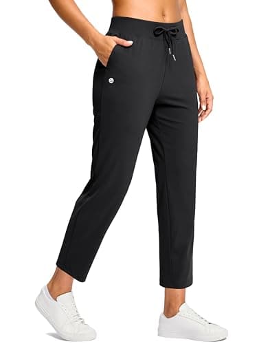 G Gradual Petite Pants for Women 24"/26" Ankle Pants 2 Pockets Stretchy 7/8 Sweatpants for Golf Travel Athletic Casual, Black, S, 24 Inseam - Image 1