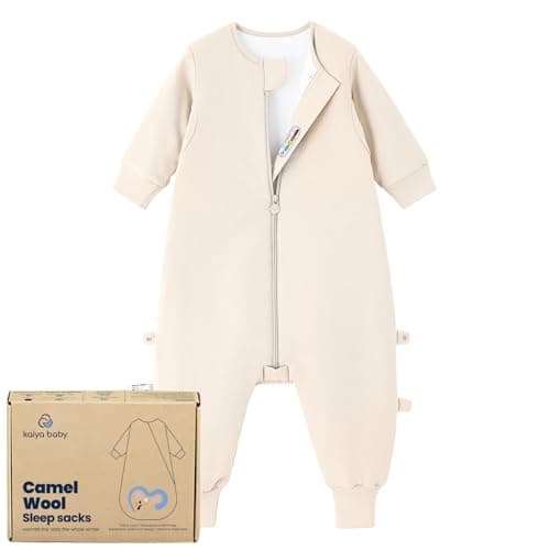 kaiya baby Unisex Toddler Sleep Sack with Feet 1.0 Tog Split Legs Sleep Sack 3T-4T, Sleep Bag Walker, Gifts for Boys & Girls, Cream