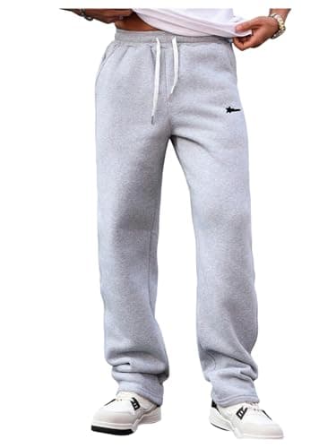 VIPWOLF Men's Stacked Straight Sweatpants Color Block Drawstring Open Bottom Casual Track Pants Grey Small - Image 1