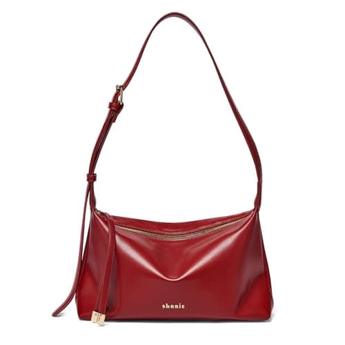 Shrrie Lightweight Shoulder Bag Purses for Women Vegan Leather Shoulder Handbags Square with Adjustable Strap, Burgundy Red - Image 1