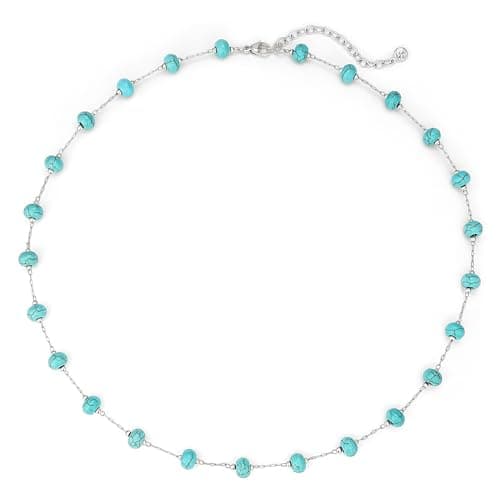 LADYGD Created Turquoise Necklace for Women Silver Plated Beaded Choker Boho Necklaces Handmade Summer Everyday Western Jewelry Gifts - Image 1