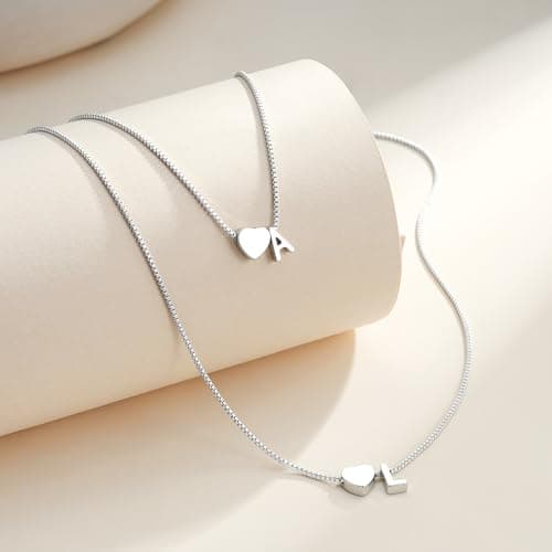 Eaciy Silver Initial Necklaces for Women, 18K White Gold Plated Heart Initial Necklace Dainty Letter Y Silver Necklace for Women Trendy Birthday Gifts Jewelry - Thumbnail 6