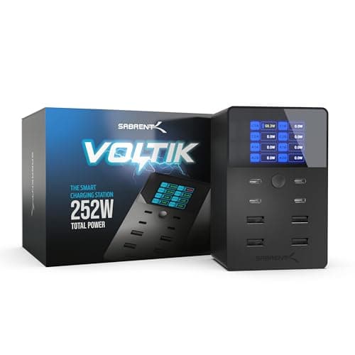SABRENT VOLTIK Charging Station, 252W 8-Port USB C and USB A Desktop Charger, UL Certified with Real-Time LCD Display, Fast Charging for MacBook, iPhone, Samsung and More - Image 1
