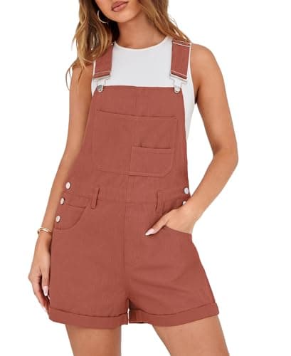 Lepunuo Red Jumpsuits for Women Casual Loose Fit Denim Overalls for Women Adjustable Shortalls Bib Jeans Outfits - Image 1