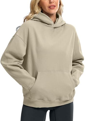 G Gradual Hoodies for Women Oversized Fleece Sweatshirt with Pocket Loose Fit Casual Athletic Workout Pullover, Light Khaki, X-Large - Image 1