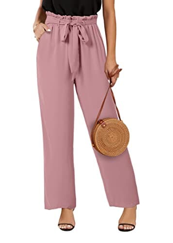 SySea Womens Wide Leg Palazzo Pants High Waisted Casual Cropped Paperbag Flowy Trousers with Belted - Image 1