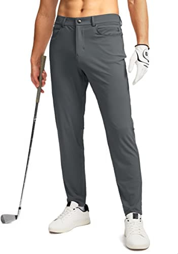 Men's Stretch Golf Pants with 6 Pockets Slim Fit Dress Pants for Men Travel Casual Work (Ink Grey, S) - Image 1