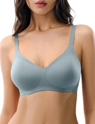 Lehoba Wireless Bras for Women No Underwire Supportive T Shirt Bra Push Up Seamless Comfort Bralette, Slate Large - Image 1
