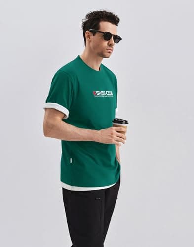 K-Swiss Men's Classic Sportswear T-Shirt - Ultra Soft Short Sleeve Crewneck T-Shirts with Graphic for Tennis Golf Gym Casual - Green S - Thumbnail 6