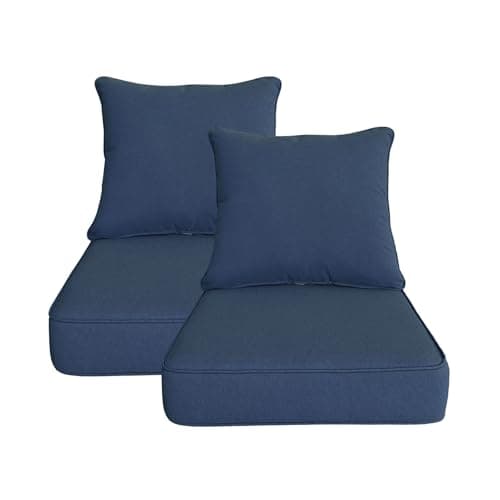Garden lucky Outdoor 24"x24" Deep Seat Patio Cushion Set of 2, Outdoor Chair Cushions with Water-Resistant UV Resistant Weather Resistant Sectional Sofa Pad and Removable Covers,Navy - Image 1