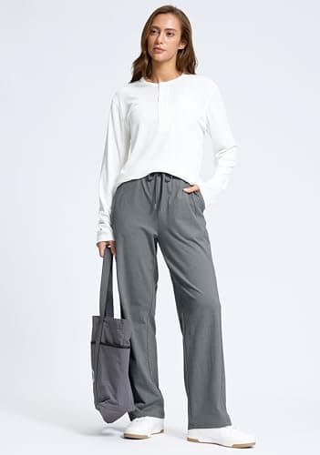 Soothfeel Women's Cotton Sweatpants Lounge Sweat Pants High Waisted Open Bottom Casual Yoga Pants for Women with Pockets, Dark_Grey, S - Thumbnail 6