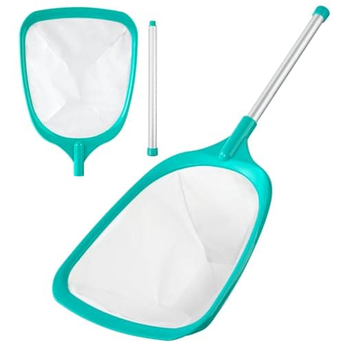 TOBEHIGHER Pool Skimmer Net with Pole, 26", Hot Tub Skimmer Net, Pool Skimmer Net with Pole, Deep Ultra Fine Mesh Net Skimmer Rake, Pond Small Kid Kiddie Inflatable Pool - Image 1