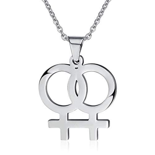 Gay & Lesbian Symbol LGBT Pride Pendant Necklace for Couples Stainless Steel Homosexuality Jewelry - Image 1