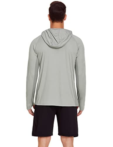 COOrun Mens Fishing Hoodies with Face Mask UPF 50 Long Sleeve Rash Guards Hooded SPF Sun Shirts for Men Camo Hiking Shirt - Thumbnail 2