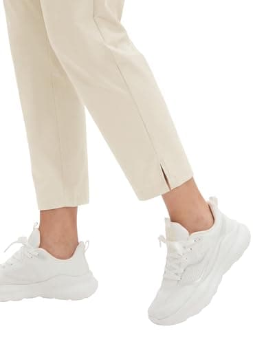 Stelle Women's Dress Pants Stretchy High Waisted Work Pants for Women 7/8 Ankle Tapered Slacks for Business Casual, Golf, Teacher White Beige Medium - Thumbnail 5