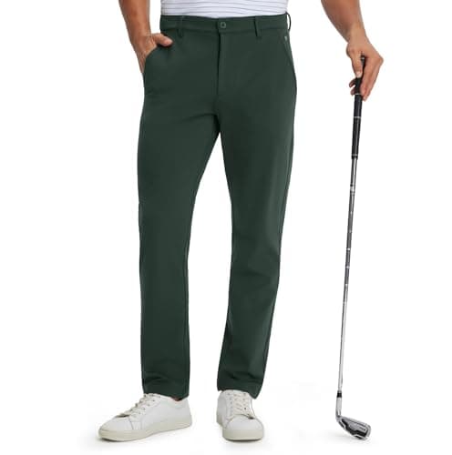 M MAELREG Winter Golf Pants for Men Soft Classic Fit Warm 30"/32"/34" Pockets Stretch Business Mens Dress Pants Forest Green - Image 1