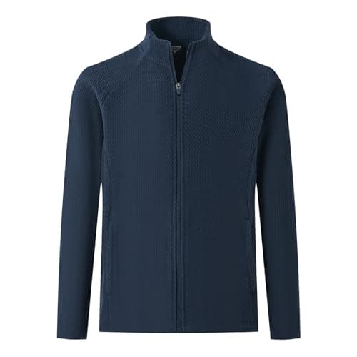 M MAELREG Mens Jacket Full Zip Stand Collar Fashion Texture Lightweight Fleece Fall Jackets for Men with Pockets - Image 1