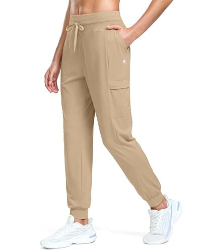 G Gradual Joggers for Women 4 Pockets High Waisted Athletic Jogger Pants Soft Lightweight Sweatpants for Workout Running, Khaki, Medium - Image 1