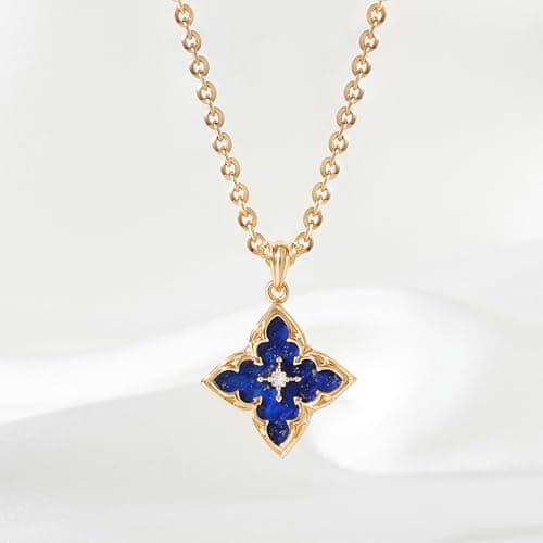 LOYATA Gold Clover Necklace for Women 14K Gold Plated Cubic Zirconia Four Leaf Clover Necklace Lucky Charm Dainty Simple Gold Pendant Necklace for Women Jewelry - Thumbnail 4