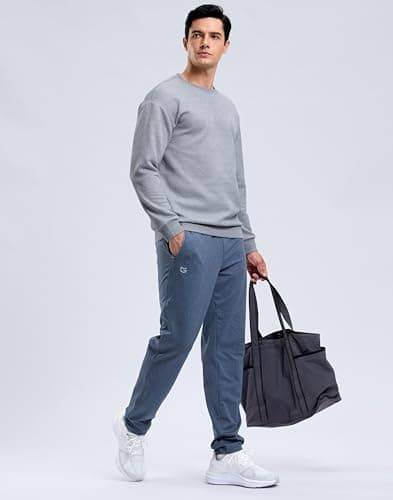 G Gradual Mens Sweatshirt Geometric Textured Crewneck Sweater Long Sleeves Casual Dressy Pullover Shirts, Heather Grey, M - Thumbnail 6