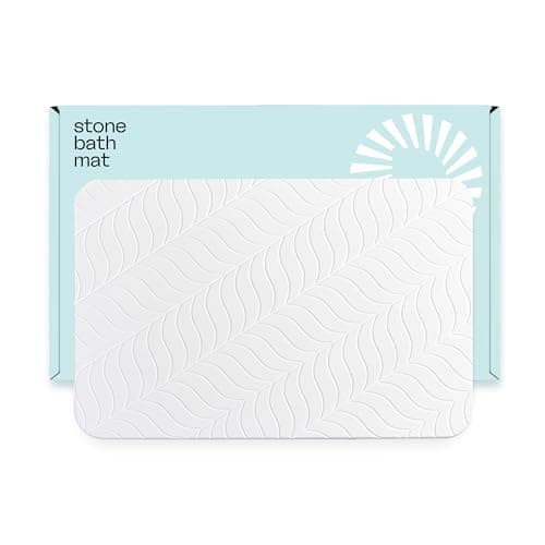 Deepstone Stone Bath Mat – Large Diatomaceous Earth Mat, Non-Slip Quick Dry and Super Absorbent Diatomite Mat for Bathroom and Shower, Easy to Clean Modern Bath Stone Mat, 24 x 16 in (White) - Image 1