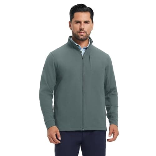 MAELREG Mens Jacket with Zipper Pockets Casual Stylish Lightweight Softshell Jacket Men for Golf Work Windbreaker - Thumbnail 2