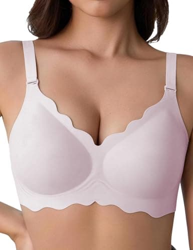 Tarbo Women Comfortable Bras Jelly Wireless Seamless No Underwire Push Up Bra Support and Lift Bralettes Full Coverage T Shirts Sleep Bralette Pink XL - Image 1