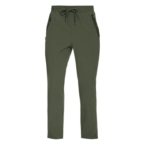 MOURCE Lightweight Travel Joggers - Quick-Dry Men's Athletic Pants Breathable, Army Green M - Image 1