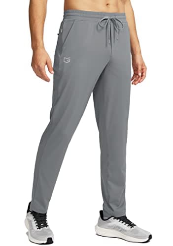 G Gradual Mens Sweatpants with 4 Pockets Tapered Track Athletic Slim Fit Pants for Running, Exercise, Workout, Gym, Light Grey, Large - Image 1