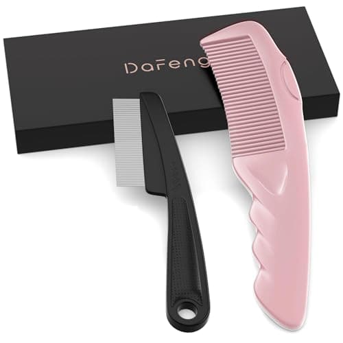 2PC Dandruff Comb Fine Tooth Scalp Detox Comb Lice Stainless Steel Scalp Detoxing Hair Brush Tool Hair Care for Women, Men & Kids (Pink) - Image 1