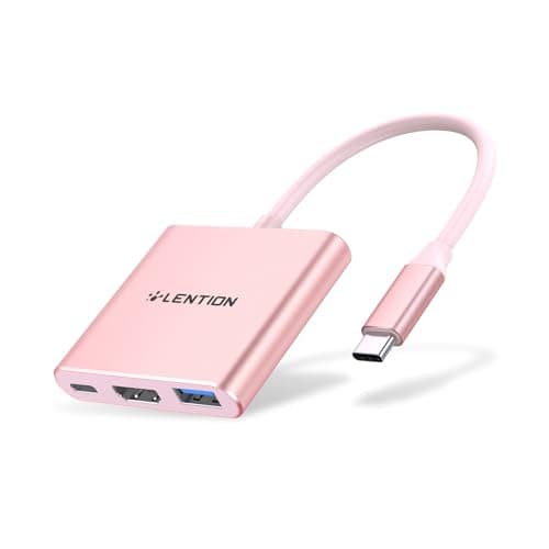 LENTION USB C to HDMI Adapter, USB C 3.0 Hub with 4K HDMI to USB C Adapter HDMI Converter with 100W Charging Compatible with MacBook Pro 2025-2016, MacBook Neo/Surface/Chrome/iPad Pro/TV (Rose Gold) - Image 1