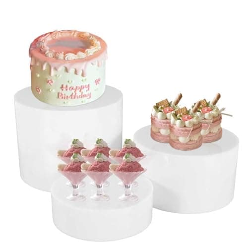 Buffet Risers,Food Risers for Buffet Table Display Stand Shelf for Party Catering Desset Jewelry Collectibles Acrylic Cube Boxes Display Nesting Risers with Hollow Bottoms White (3Pack square, 6''7''8'') - Image 1