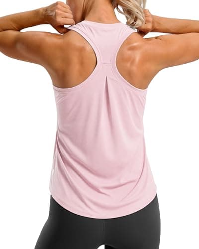 G Gradual Women's Workout Tank Tops Racerback Athletic Yoga Tops Loose Fit Sleeveless Running Gym Sports Shirts for Women(Pink,XL) - Image 1