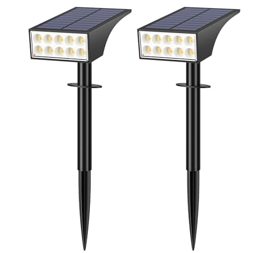 WENATY Solar Spot Lights Outdoor Waterproof IP65, Bright LEDs Solar Landscape Lighting for Outside Garden Yard, Solar Powered Spotlights for Accent Uplighting Backyard Statue Palm Tree, 2 Pack/Warm - Image 1