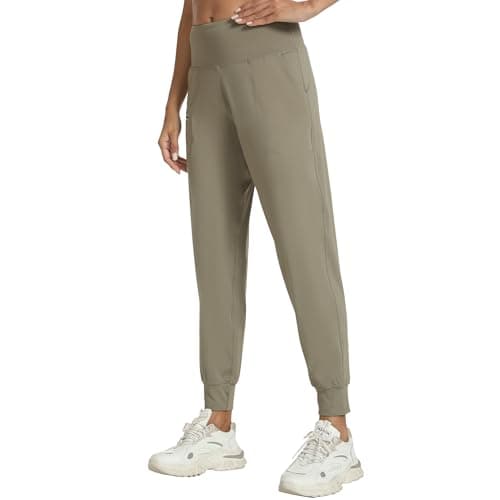 Rrosseyz Women's Joggers with Zipper Pockets Lightweight Soft Workout Athletic Pants for Camping Running Outdoor(Khaki,S) - Thumbnail 5