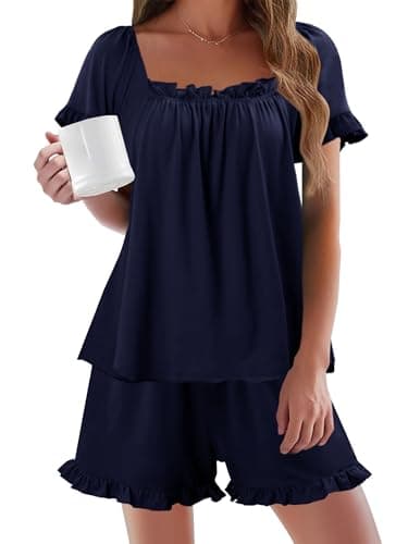 StunShow Bride Getting Ready Outfits Cute Pajama Sets Women Pj Set Pajama Sets 2 Piece Lounge Sets Sleep Set Navy M