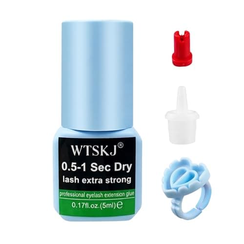 WTSKJ 0.5–1 Second Quick-Dry Extra Strong Eyelash Extension Glue (0.17 fl oz / 5 ml) Long-Lasting Eyelash Adhesive (6–8 Weeks), for Professional Eyelash Technicians only