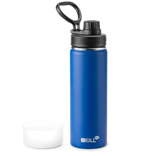 Mollcity 22 oz Water Bottle-Stainless Steel Vacuum Insulated Sports Water Bottle with Leak Proof Spout Lid-Reusable Metal Wide Mouth Water Flask for Travel(Navy) - Image 1